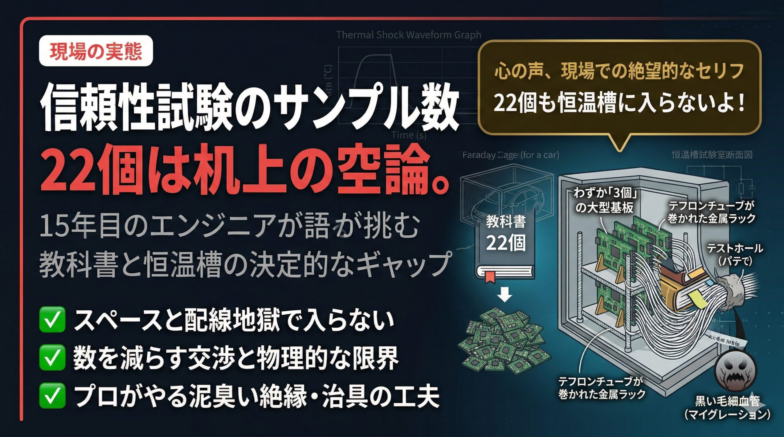 信頼性試験のサンプル数、22個は机上の空論。